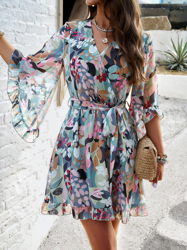 Floral Print Ruffle Dress