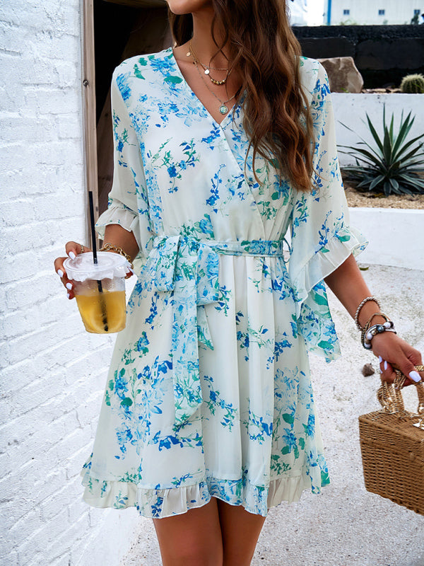 Floral Print Ruffle Dress