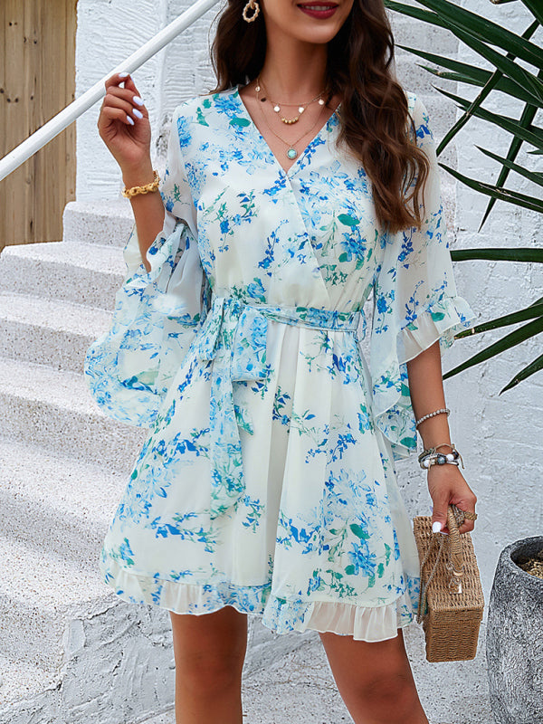 Floral Print Ruffle Dress