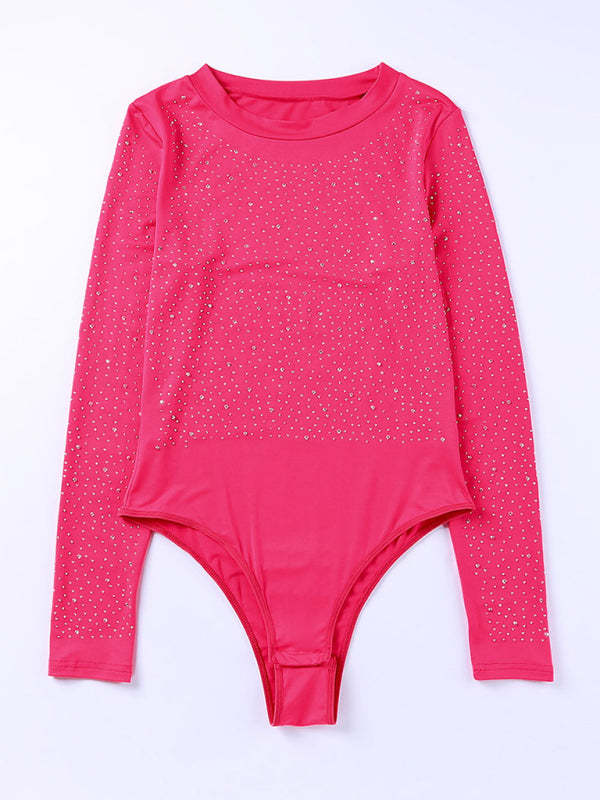 Rhinestone Long-sleeved Bodysuit