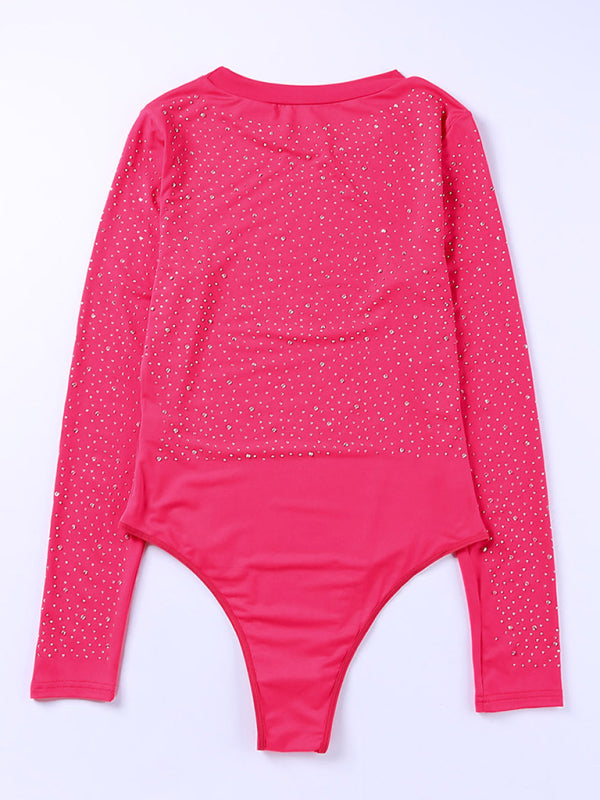 Rhinestone Long-sleeved Bodysuit