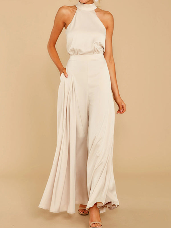 Halter Neck Wide-leg Trousers Jumpsuit - Arabella's Couture 