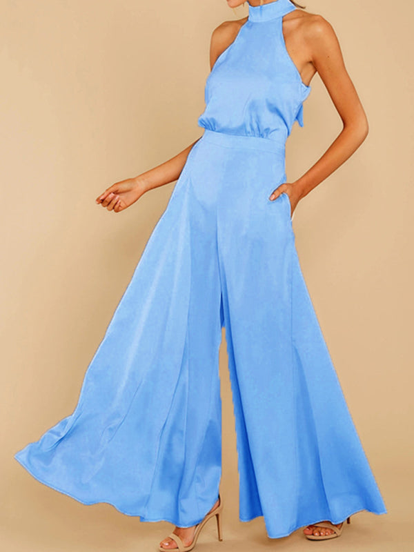 Halter Neck Wide-leg Trousers Jumpsuit - Arabella's Couture 