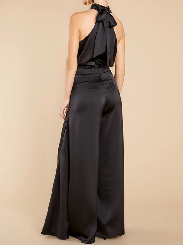 Halter Neck Wide-leg Trousers Jumpsuit - Arabella's Couture 