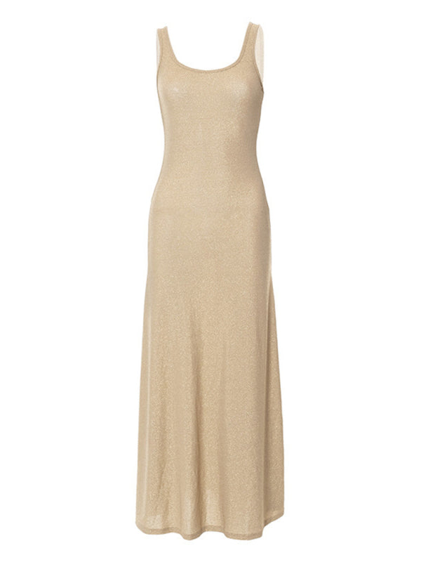 Gold Knit Vest Dress - Arabella's Couture 