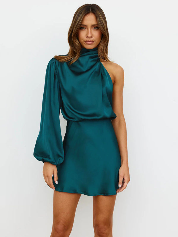 Long-sleeved One-shoulder Dress - Arabella's Couture 