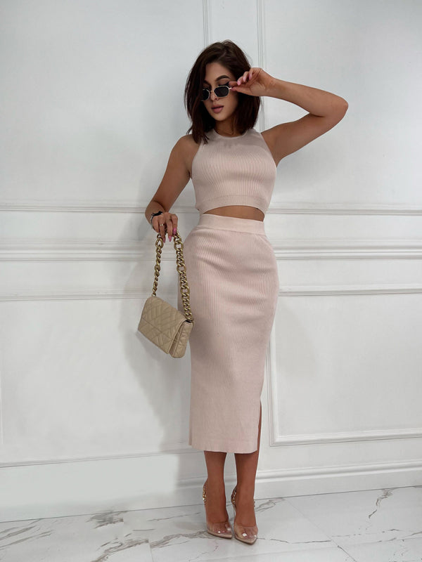 Vest Top + Slit Skirt Two Piece Set