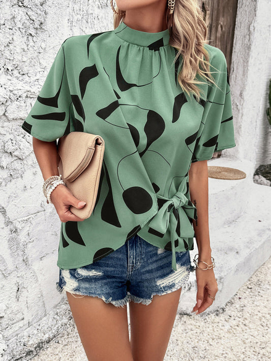 Short Sleeve Print Blouse - Arabella's Couture 