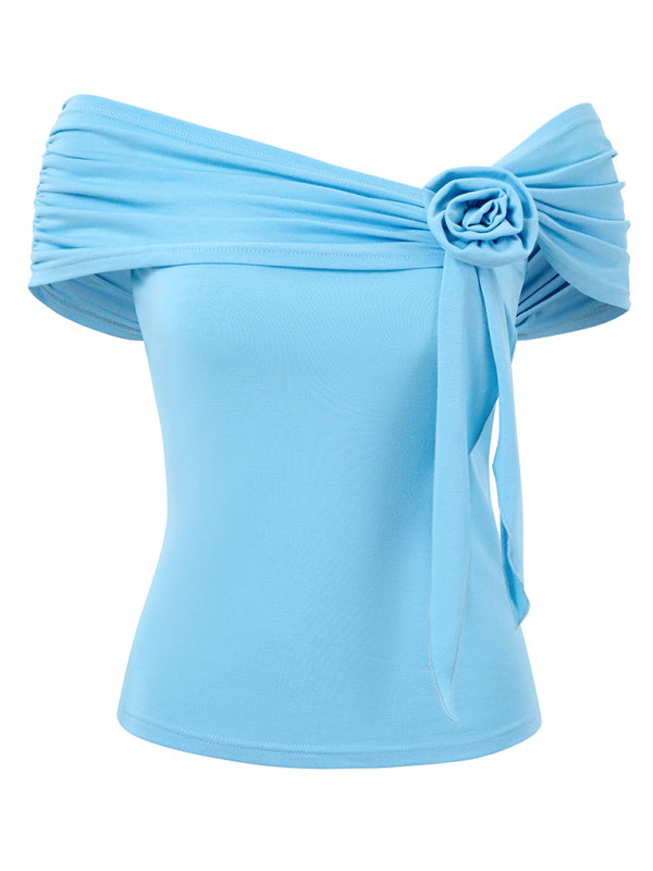 Off-the-shoulder 3D Flower Top - Arabella's Couture 