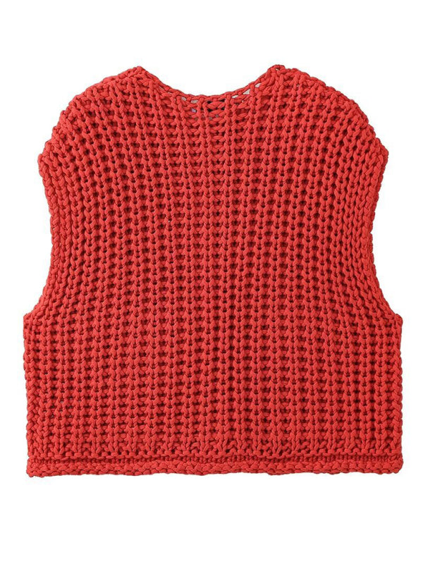 Thick Knitted Vest Cardigan - Arabella's Couture 