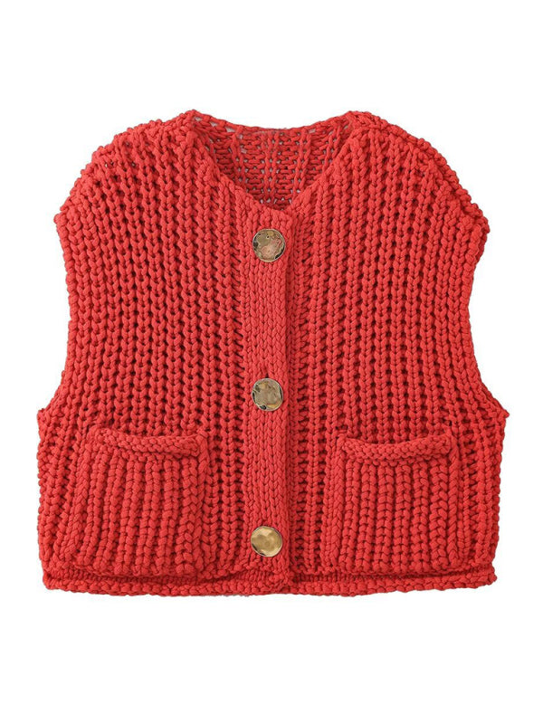 Thick Knitted Vest Cardigan - Arabella's Couture 