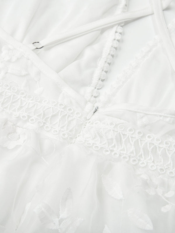 Lace Deep V-neck Dress - Arabella's Couture 