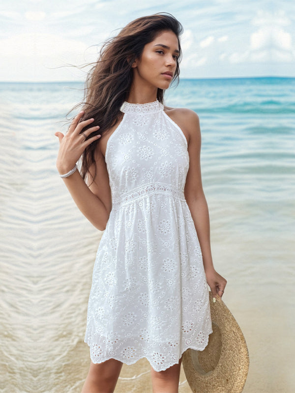 Halterneck White Dress - Arabella's Couture 