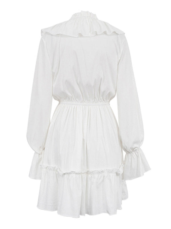 V-neck Smocked Ruffled Dress - Arabella's Couture 