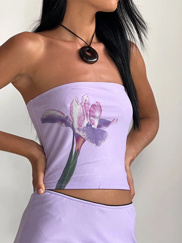 Top de tubo con estampado de flores 