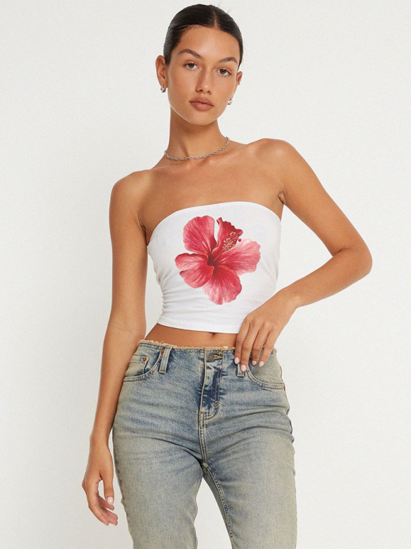 Flower Print Tube Top