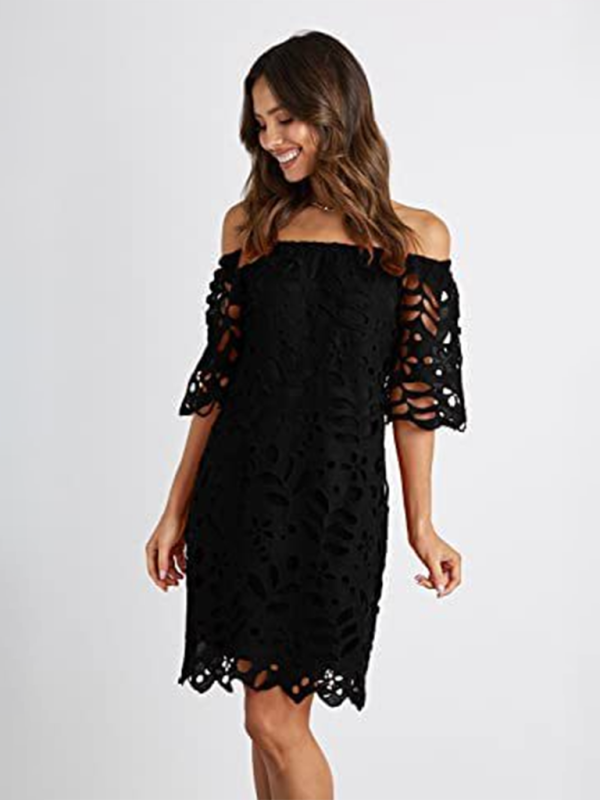 Off-Shoulder Hollow Kleid 