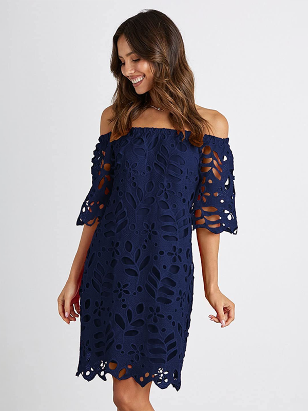 Off-Shoulder Hollow Kleid 