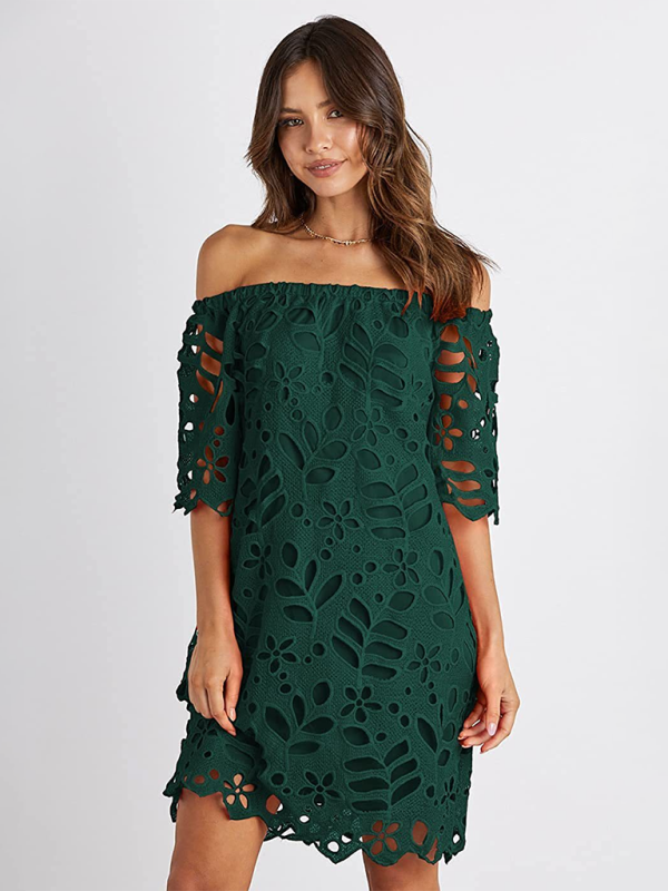 Off-Shoulder Hollow Kleid 