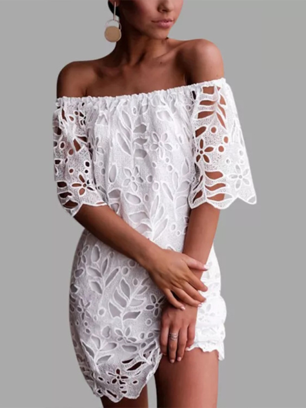 Off-Shoulder Hollow Kleid 