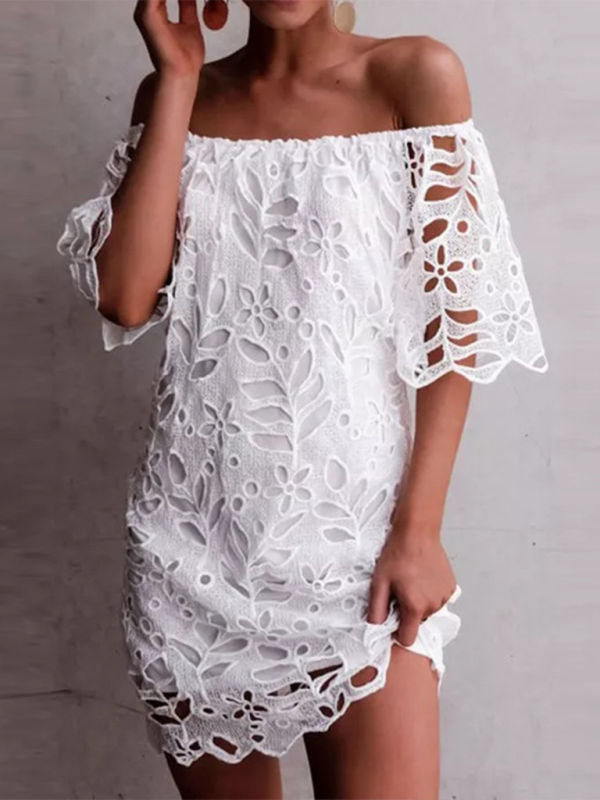 Off-shoulder Hollow Dress