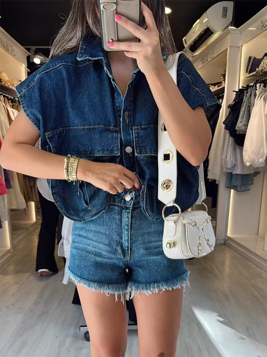 Sleeveless Denim Shirt