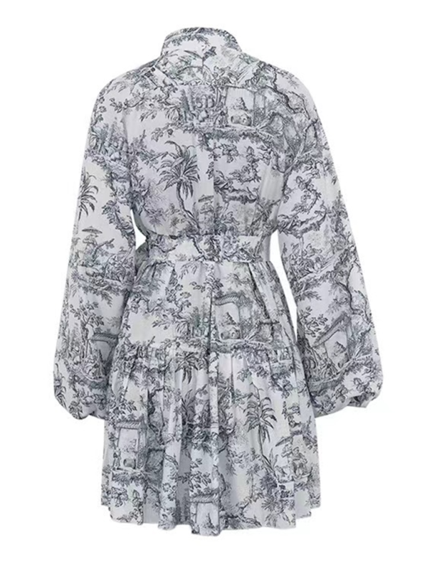 Print Puff Sleeves Dress