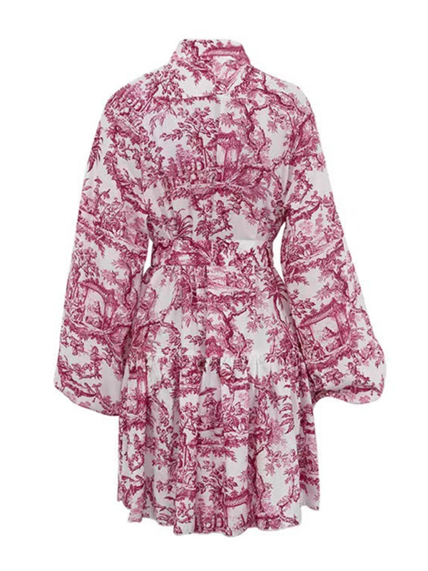 Print Puff Sleeves Dress