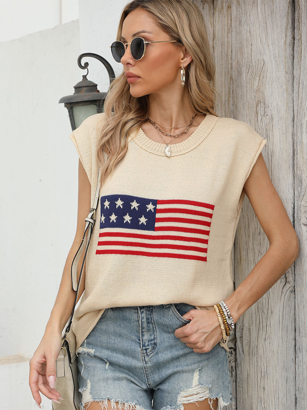 Independence Day Knit Short Sleeve Sweater