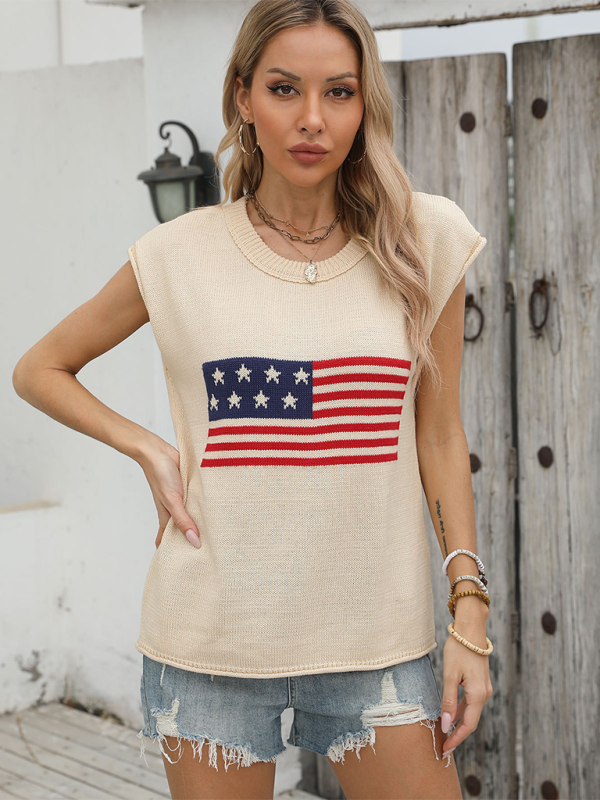 Independence Day Knit Short Sleeve Sweater