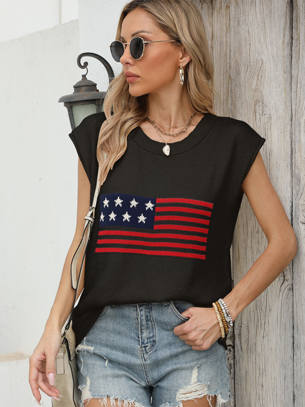 Independence Day Knit Short Sleeve Sweater