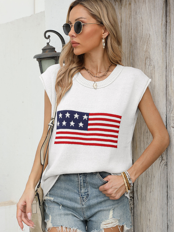 Independence Day Knit Short Sleeve Sweater