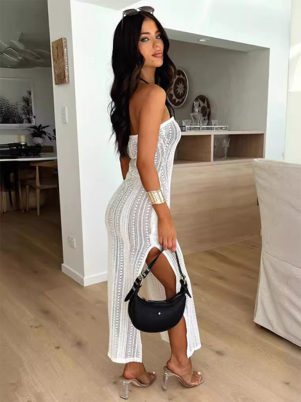 Hollow Knit Strapless Dress