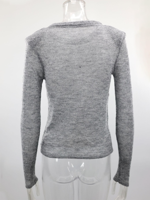 Hollow Knit Long Sleeve Top
