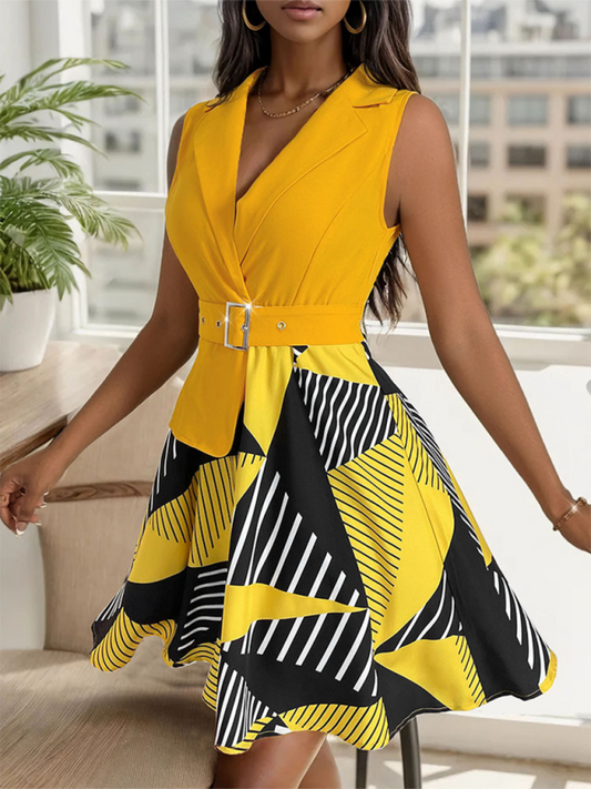 Geometric Print Sleeveless Dress