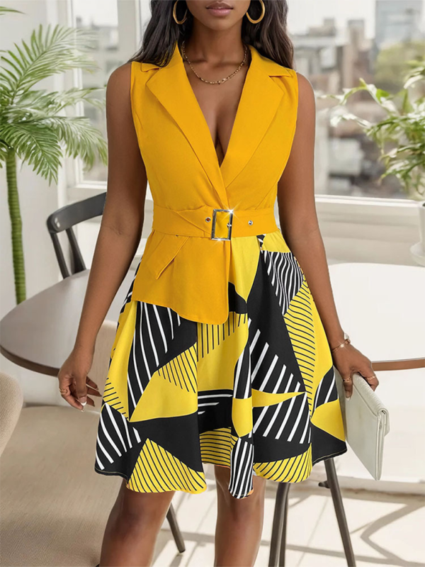 Geometric Print Sleeveless Dress