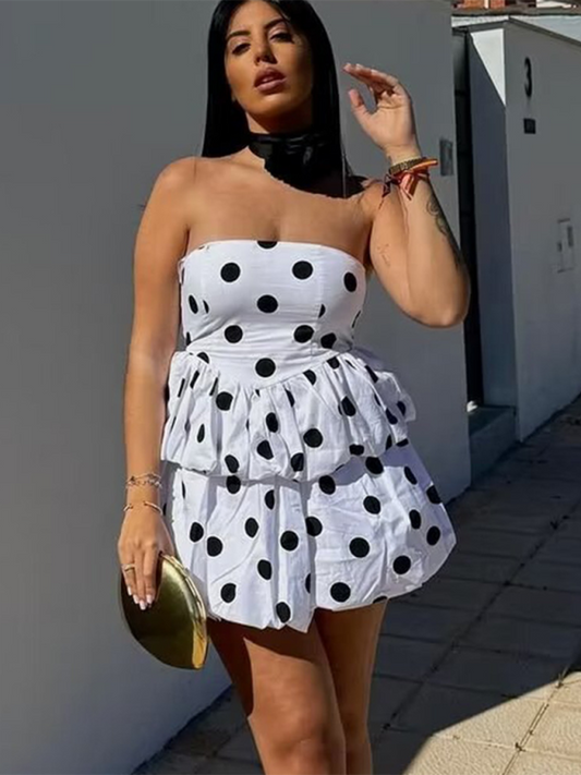 Polka Dot Tube Top Bubble Dress