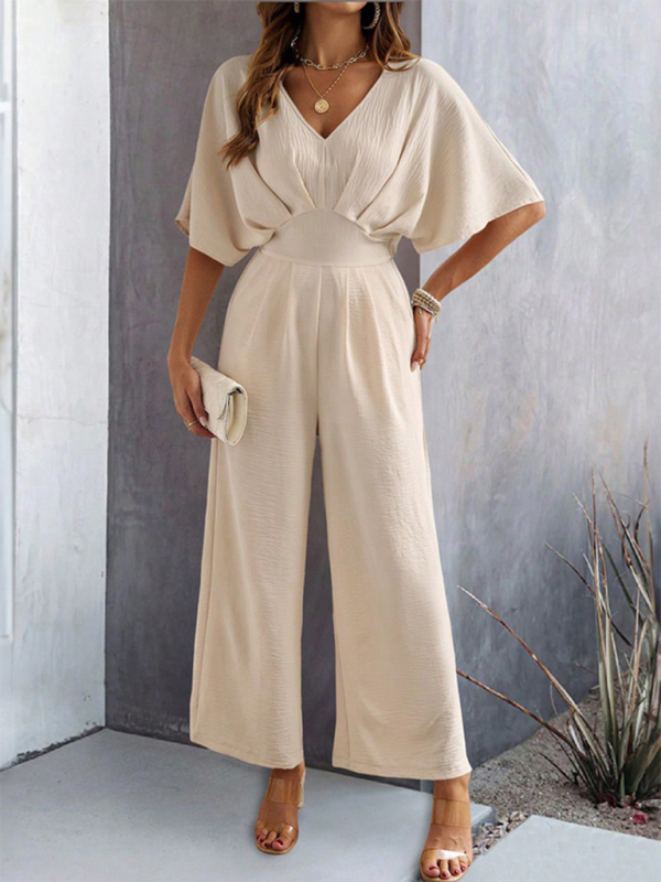 Wide-leg Short-sleeve Jumpsuit