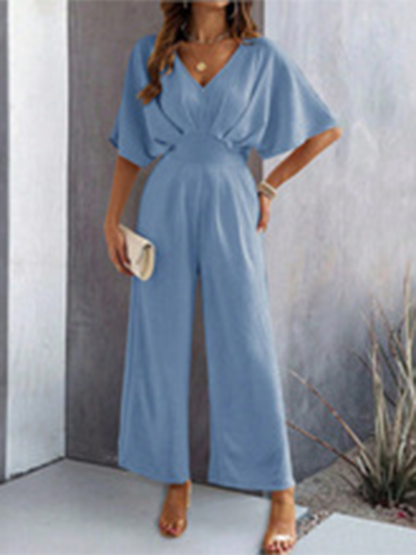 Wide-leg Short-sleeve Jumpsuit