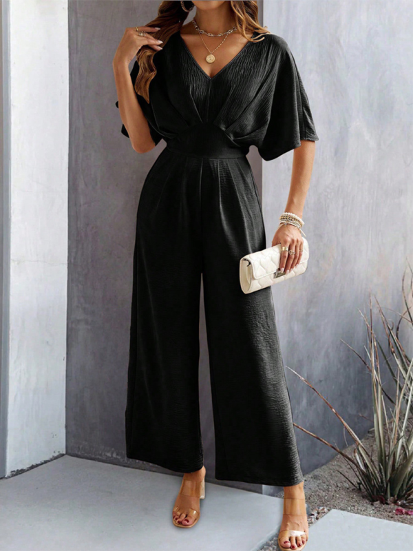 Wide-leg Short-sleeve Jumpsuit