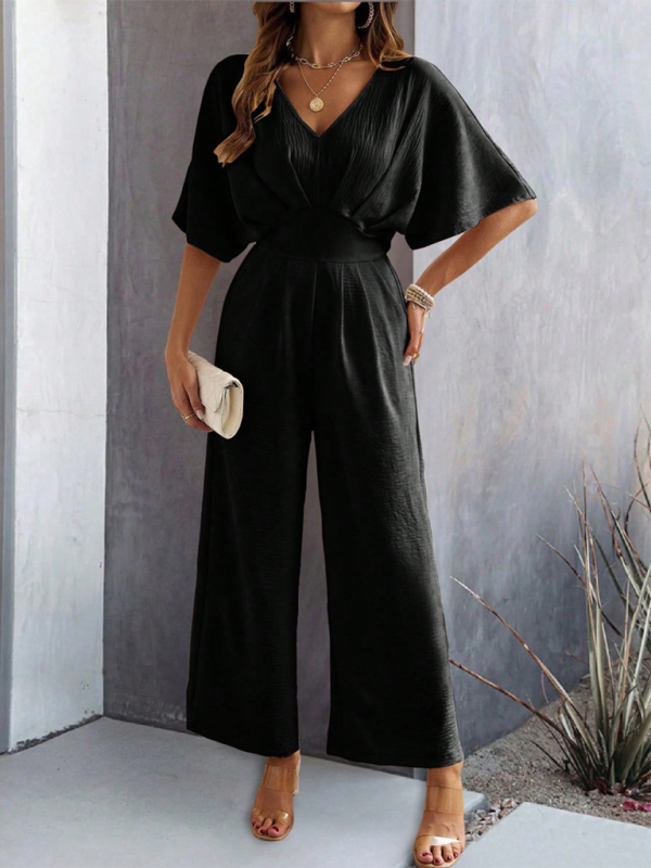Wide-leg Short-sleeve Jumpsuit