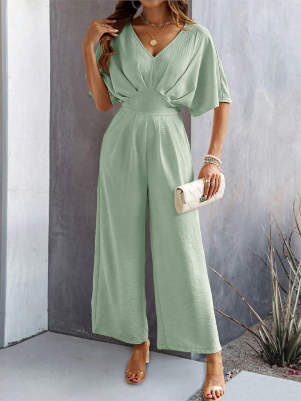 Wide-leg Short-sleeve Jumpsuit