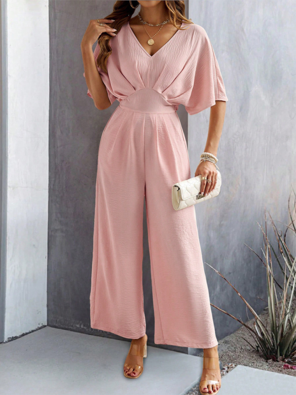 Wide-leg Short-sleeve Jumpsuit