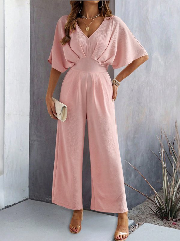 Wide-leg Short-sleeve Jumpsuit