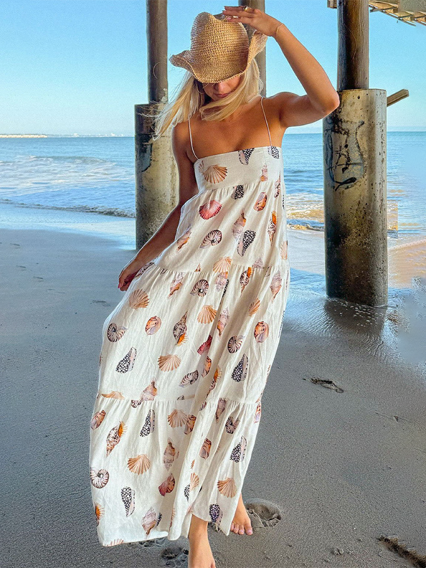 Seashell Print Maxi Dress