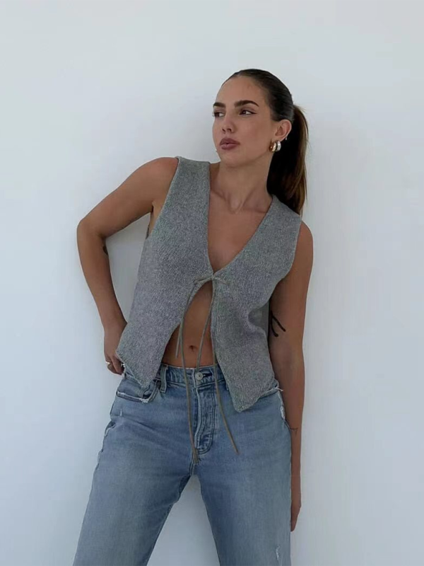 Knitted Sleeveless Vest Top