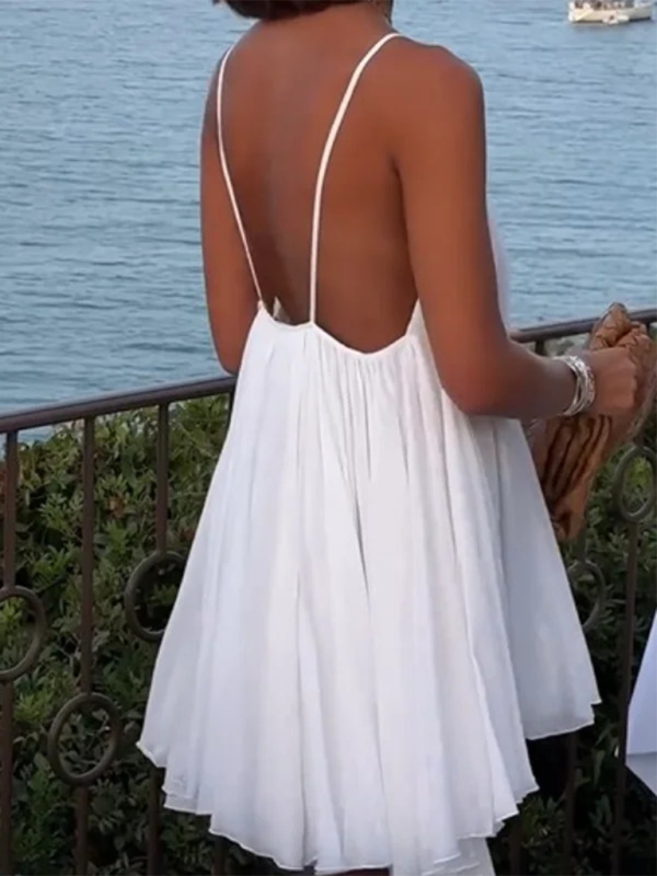 V-neck Backless Sleeveless Dress