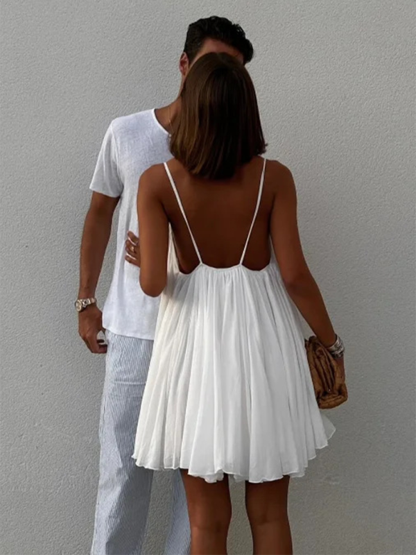 V-neck Backless Sleeveless Dress