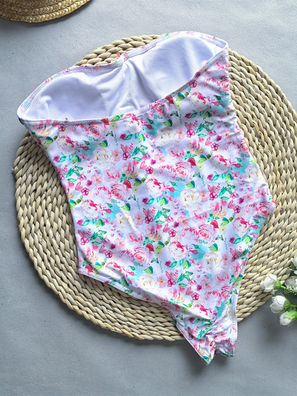 Floral Print Bandeau Swimsuit