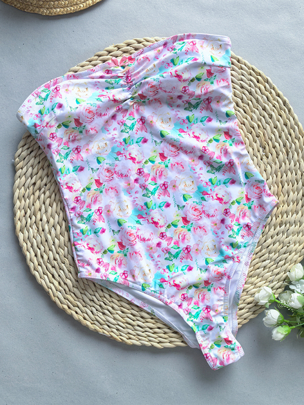 Floral Print Bandeau Swimsuit